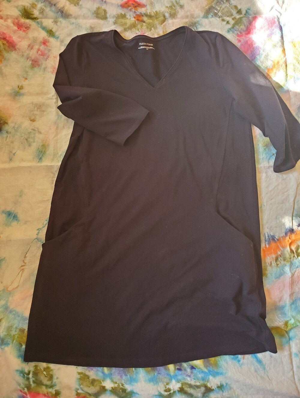 Eileen Fisher Black V-Neck Tunic Dress M